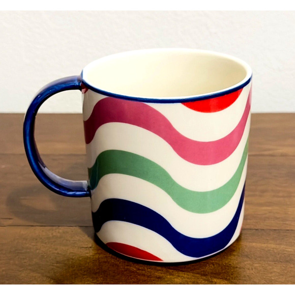 NWT: Maeve by Anthropologie - Paix, L'amour, Joie, Striped Ceramic Coffee Mug - Picture 2 of 5